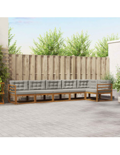 Set di divani da esterno 6 pcs Grigio Naturale e Chiaro