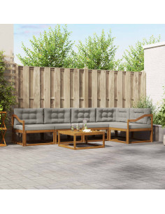 Set di divani da esterno 6 pcs Grigio Naturale e Chiaro