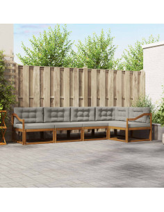 Set di divani da esterno 5 pcs Grigio Naturale e Chiaro