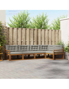 Set di divani da esterno 5 pcs Grigio Naturale e Chiaro