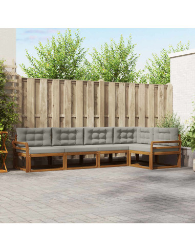 Set di divani da esterno 5 pcs Grigio Naturale e Chiaro