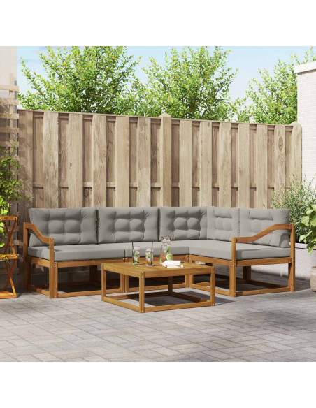 Set di divani da esterno 5 pcs Grigio Naturale e Chiaro