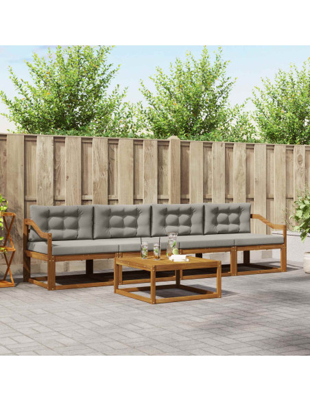 Set di divani da esterno 5 pcs Grigio Naturale e Chiaro