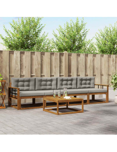 Set di divani da esterno 5 pcs Grigio Naturale e Chiaro