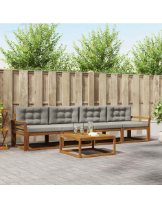 Set di divani da esterno 5 pcs Grigio Naturale e Chiaro