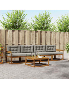 Set di divani da esterno 5 pcs Grigio Naturale e Chiaro