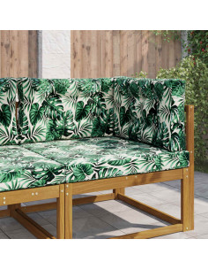 Cuscino per divano da esterno 3 pcs Motivo Foglia Poliestere