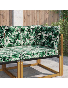 Cuscino per divano da esterno 3 pcs Motivo Foglia Poliestere