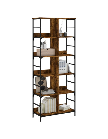 Libreria Rovere Fumo 78,5x33x188,5 cm in Legno Multistrato