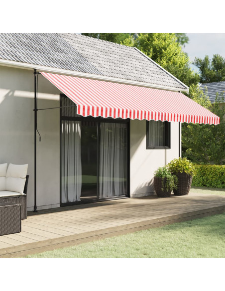 Tessuto Ricambio per Mantovana Tenda Righe Rosse Bianche 4,5 m