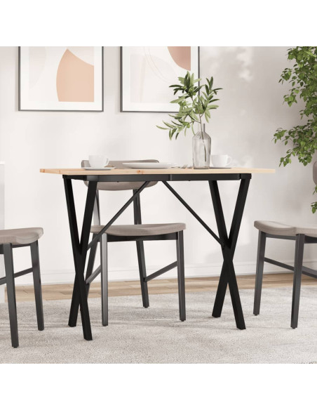 Tavolo da Pranzo Telaio a X 100x50x75 cm Legno Pino e Acciaio