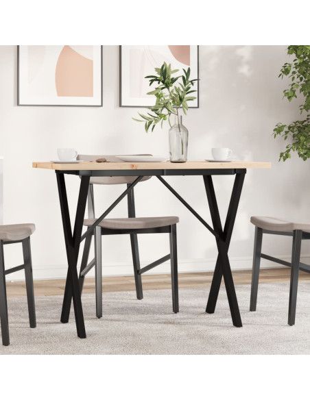 Tavolo da Pranzo Telaio a X 100x50x75,5 cm Legno Pino e Acciaio