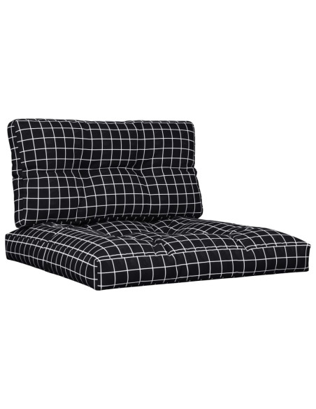 Cuscini per Pallet 2 pz Neri Motivo a Quadri Tessuto