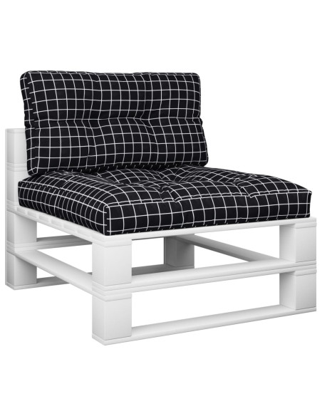 Cuscini per Pallet 2 pz Neri Motivo a Quadri Tessuto