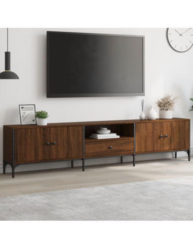 Mobile TV Cassetto Rovere Marrone 200x25x44cm Legno Multistrato