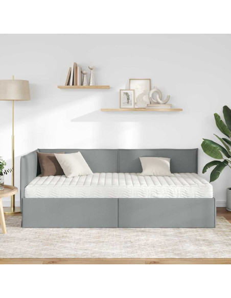 Struttura Letto Angolare con Materasso 2 pcs Grigio chiaro