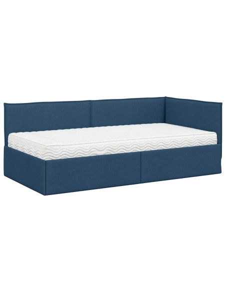 Struttura Letto Angolare con Materasso 2 pcs Blu Velluto