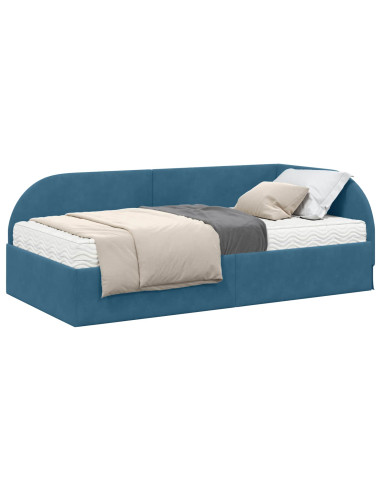 Struttura Letto Angolare con Materasso 2 pcs Blu Velluto