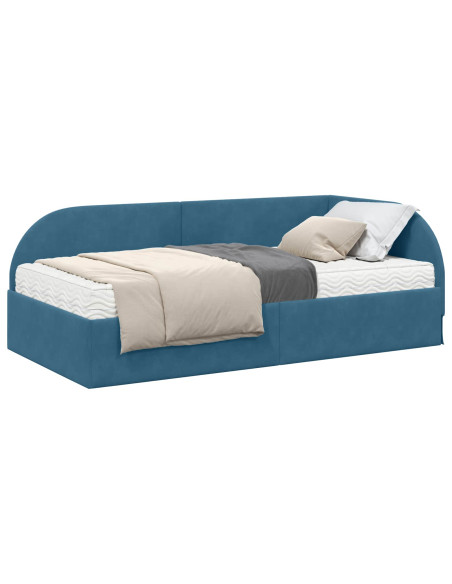 Struttura Letto Angolare con Materasso 2 pcs Blu Velluto