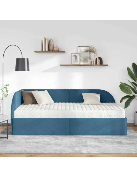Struttura Letto Angolare con Materasso 2 pcs Blu Velluto
