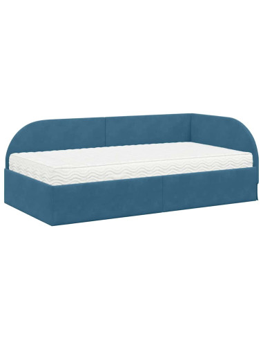 Struttura Letto Angolare con Materasso 2 pcs Blu Velluto