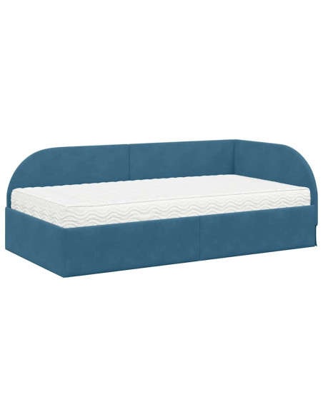 Struttura Letto Angolare con Materasso 2 pcs Blu Velluto