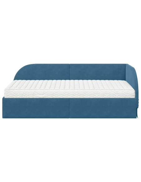 Struttura Letto Angolare con Materasso 2 pcs Blu Velluto