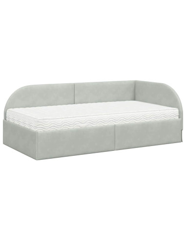 Struttura Letto Angolare con Materasso 2 pcs Grigio chiaro