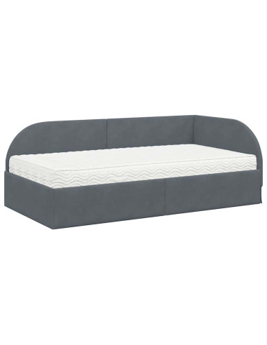 Struttura Letto Angolare con Materasso 2 pcs Grigio Velluto