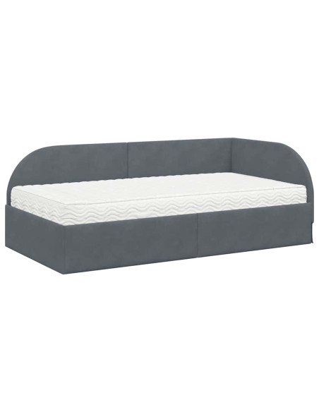 Struttura Letto Angolare con Materasso 2 pcs Grigio Velluto
