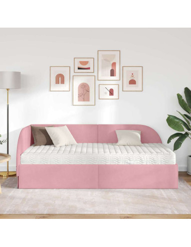 Struttura Letto Angolare con Materasso 2 pcs Grigio Velluto