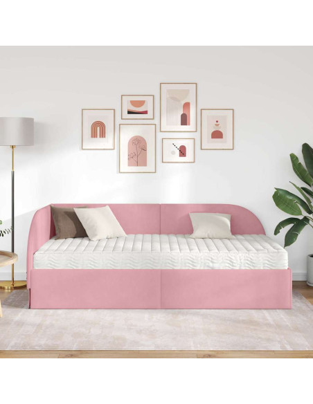 Struttura Letto Angolare con Materasso 2 pcs Grigio Velluto