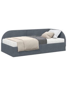 Struttura Letto Angolare con Materasso 2 pcs Grigio Velluto 2