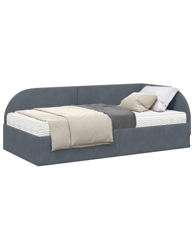 Struttura Letto Angolare con Materasso 2 pcs Grigio Velluto