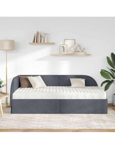 Struttura Letto Angolare con Materasso 2 pcs Grigio Velluto