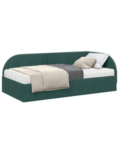 Struttura Letto Angolare con Materasso 2 pcs Verde Velluto 2