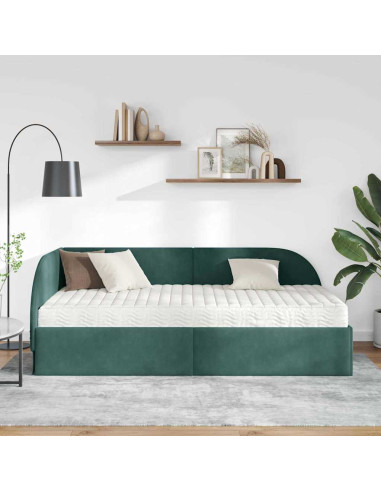 Struttura Letto Angolare con Materasso 2 pcs Verde Velluto