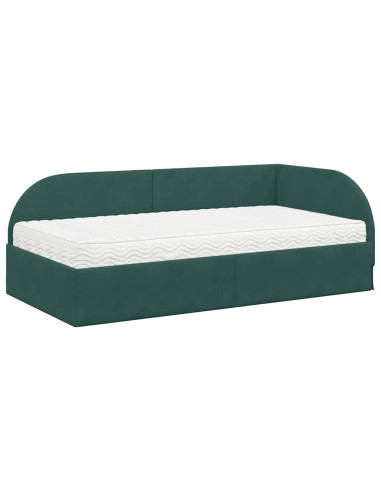 Struttura Letto Angolare con Materasso 2 pcs Verde Velluto