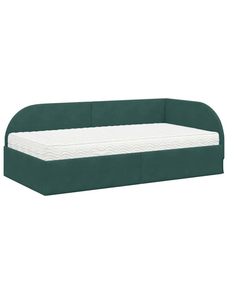 Struttura Letto Angolare con Materasso 2 pcs Verde Velluto