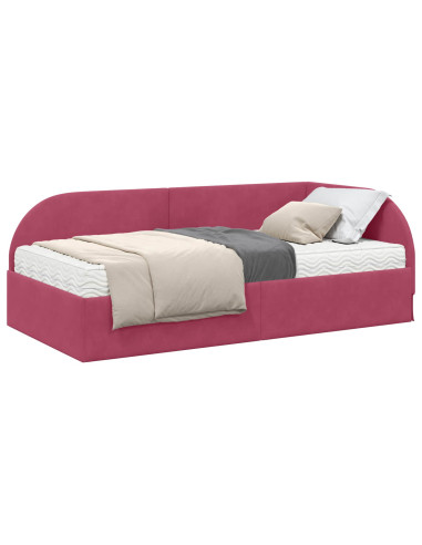 Struttura Letto Angolare con Materasso 2 pcs Rosso Velluto