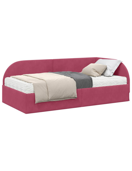 Struttura Letto Angolare con Materasso 2 pcs Rosso Velluto