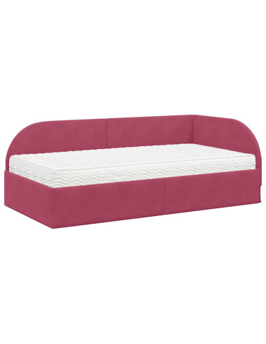 Struttura Letto Angolare con Materasso 2 pcs Rosso Velluto