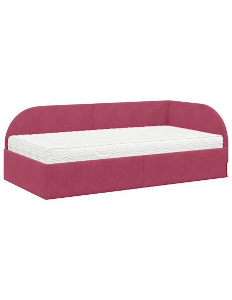 Struttura Letto Angolare con Materasso 2 pcs Rosso Velluto