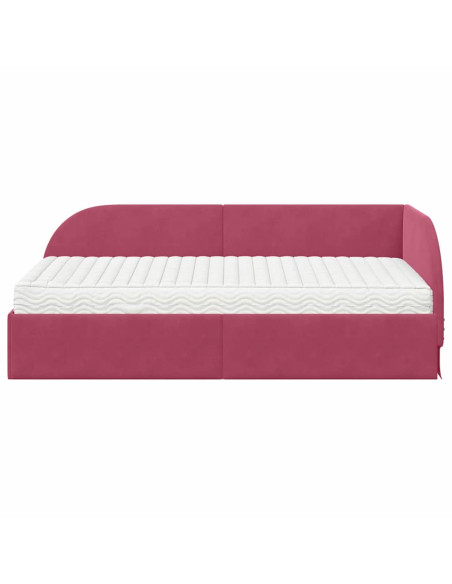 Struttura Letto Angolare con Materasso 2 pcs Rosso Velluto