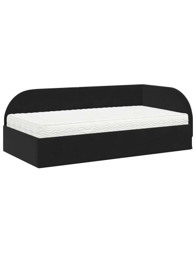 Struttura Letto Angolare con Materasso 2 pcs Nero Velluto