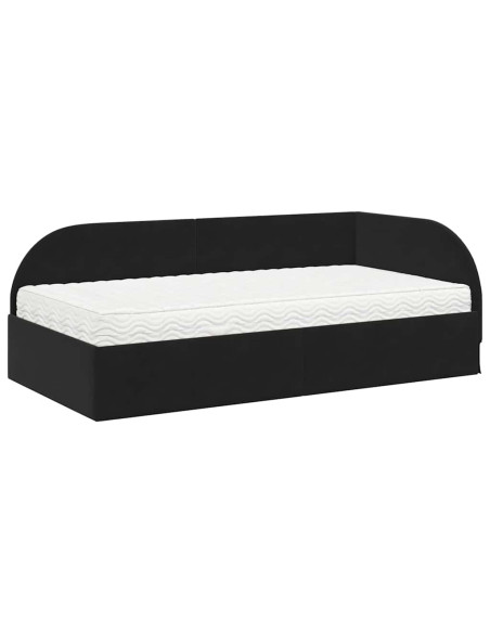 Struttura Letto Angolare con Materasso 2 pcs Nero Velluto