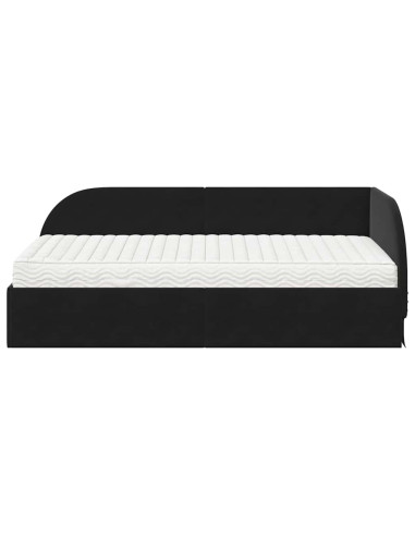 Struttura Letto Angolare con Materasso 2 pcs Nero Velluto
