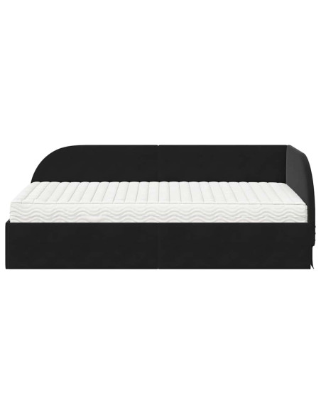 Struttura Letto Angolare con Materasso 2 pcs Nero Velluto