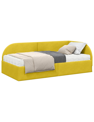 Struttura Letto Angolare con Materasso 2 pcs Giallo Velluto