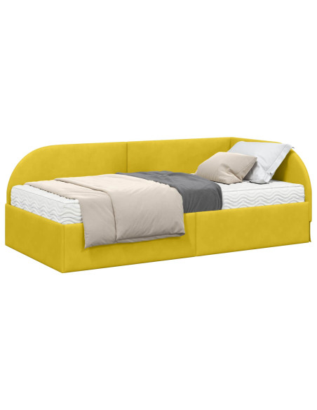 Struttura Letto Angolare con Materasso 2 pcs Giallo Velluto